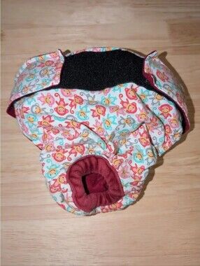 Cute Monkey Print Cotton Dog Diaper w/ Waterproof Inner Lining for Housebreaking